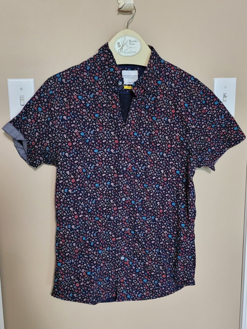Denim & Flower Navy Short-Sleeve Floral Button-Down Shirt